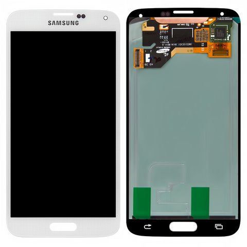 Дисплей для Samsung G900 Galaxy S5, белый, без рамки, Оригинал переклеено стекло 