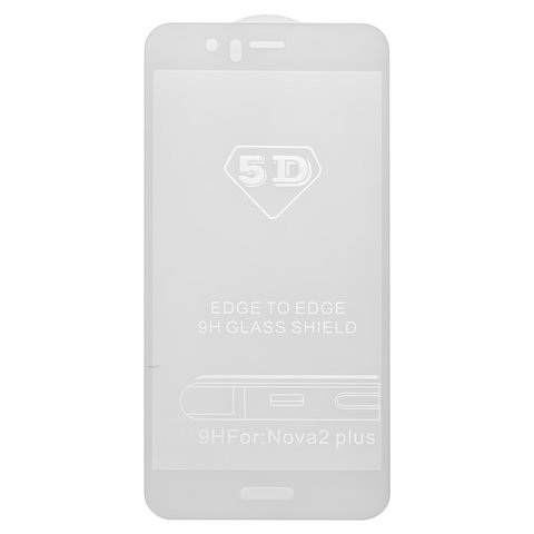 Захисне скло All Spares для Huawei Nova 2 Plus 2017 , 5D Full Glue, білий, шар клею нанесений по всій поверхні