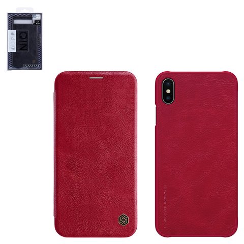 Чохол Nillkin Qin leather case для iPhone XS Max, червоний, книжка, пластик, PU шкіра, #6902048163379