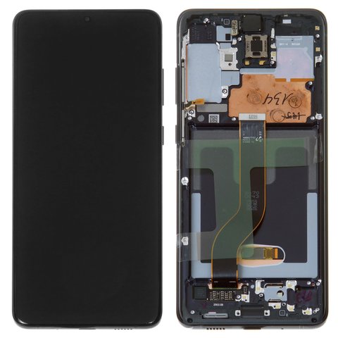 Дисплей для Samsung G985 Galaxy S20 Plus, G986 Galaxy S20 Plus 5G, чорний, з рамкою, Original, сервісне опаковання, original glass, cosmic black, #GH82 22134A GH82 22145A