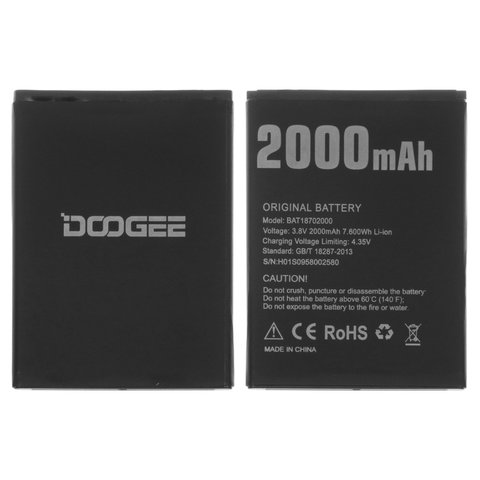 Акумулятор BAT18702000 для Doogee X50, X50L, Li ion, 3,8 В, 2000 мАг, Original PRC 