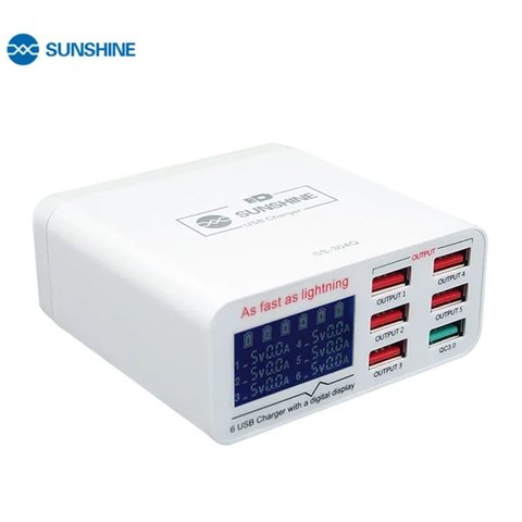 Сетевое зарядное устройство Sunshine SS 304Q, 40 Вт, Fast Charge, 6 портов