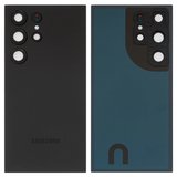 Задняя панель корпуса для Samsung S928 Galaxy S24 Ultra, черная, со стеклом камеры, titanium black
