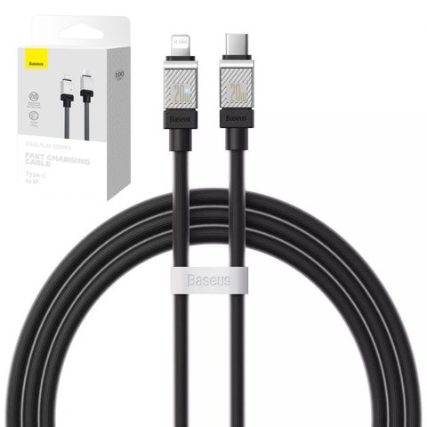 USB кабель Baseus Coolplay Series, USB тип C, Lightning, 100 см, 20 Вт, черный, силиконовый, #CAKW000001