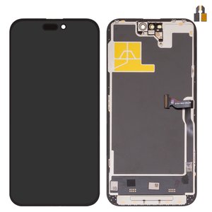 Дисплей для iPhone 14, чорний, з рамкою, High Copy, без помилки, OLED , DD OLED OEM soft, diagnosable