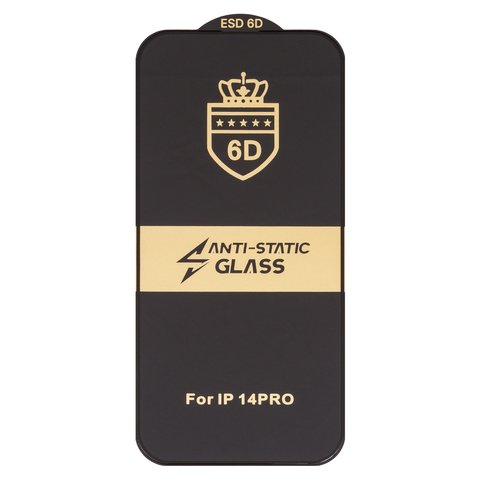 Защитное стекло ESD 6D для Apple iPhone 14 Pro, совместимо с чехлом, Full Glue, Anti Static, без упаковки , черный