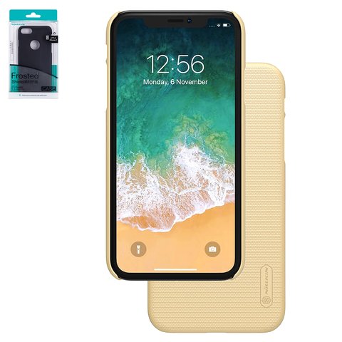 Case Nillkin Super Frosted Shield compatible with iPhone XR, golden, with support, with logo hole, matt, plastic  #6902048164628