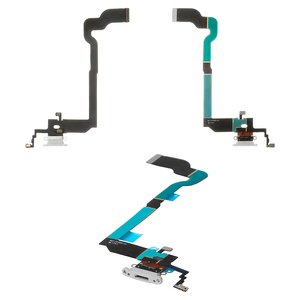 Flat Cable compatible with iPhone X, headphone connector, charge connector, white, HC 