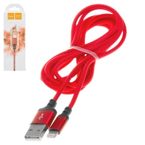 USB Cable Hoco X14, USB type A, Lightning, 200 cm, 2 A, red 