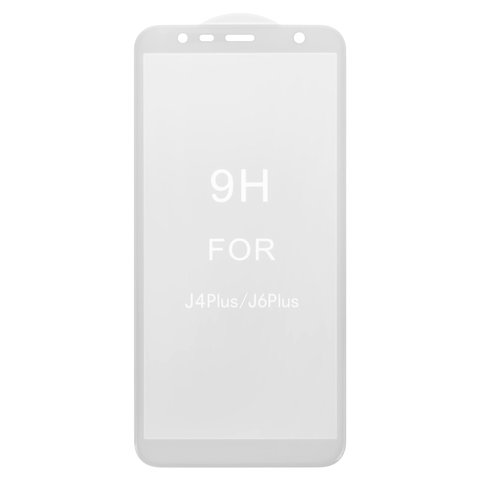 Tempered Glass Screen Protector All Spares compatible with Samsung J415F Galaxy J4+, J610 Galaxy J6+, 5D Full Glue, white, the layer of glue is applied to the entire surface of the glass 