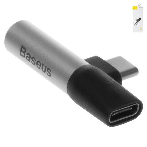 Adaptador Baseus L41, no soporta micrófono, de USB tipo C a 3.5 mm 2 en 1, USB tipo C, TRS 3.5 mm, plateado, 1 A, #CATL41 S1