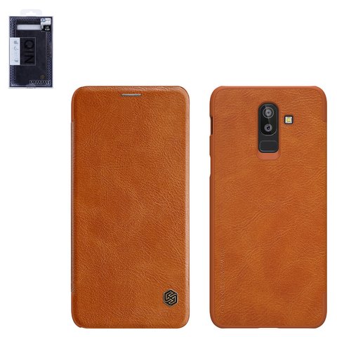 Funda Nillkin Qin leather case puede usarse con Samsung J800 Galaxy J8, marrón, libro, plástico, cuero PU, #6902048161467