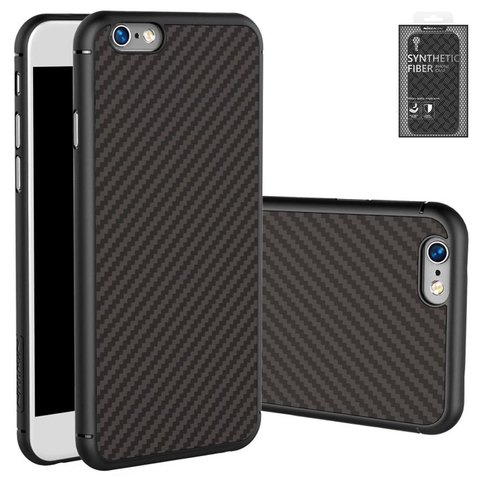 Case Nillkin Synthetic fiber compatible with iPhone 6 Plus, iPhone 6S Plus, black, without logo hole, Ultra Slim, plastic  #6902048116115