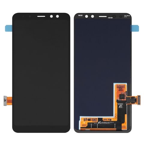 LCD compatible with Samsung A530 Galaxy A8 2018 , black, without frame, original change glass 