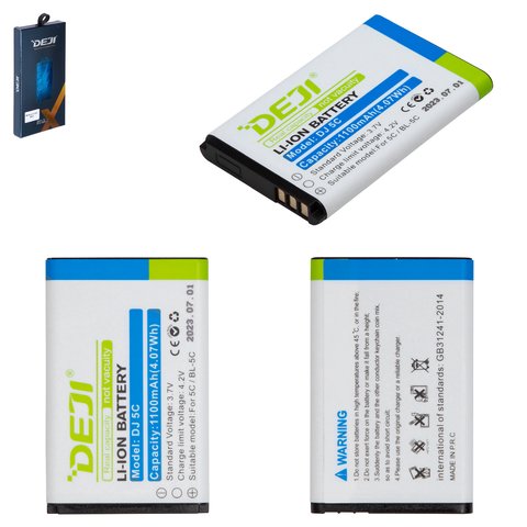 Batería Deji BL 5C puede usarse con Nokia 220 Dual SIM, Li ion, 3.7 V, 1100 mAh
