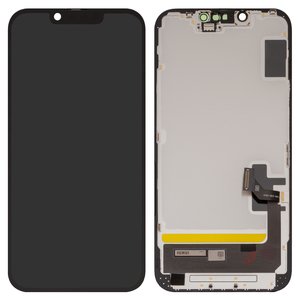 Pantalla LCD puede usarse con Apple iPhone 14, negro, con marco, HC, OLED , OEM soft