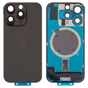 Housing Back Cover compatible with iPhone 16 Pro, black, with camera lens, Original PRC , black titanium 