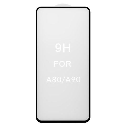 Tempered Glass Screen Protector All Spares compatible with Samsung A805F DS Galaxy A80, 5D Full Glue, black, the layer of glue is applied to the entire surface of the glass 