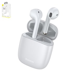Headphone Baseus W04 Pro, wireless, white, with charging case, with USB cable Type C  #NGTW150002