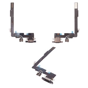 Flat Cable compatible with iPhone 16 Pro Max, charge connector, black, with microphone, HC, black titanium 