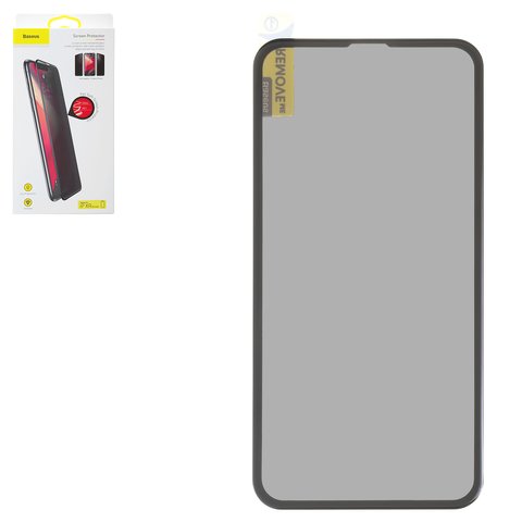 Vidrio de protección templado Baseus puede usarse con Apple iPhone 11, iPhone XR, 0,23 mm 9H, Pet Soft, Anti Peeping, 5D Full Glue, negro, #SGAPIPH61 TG01
