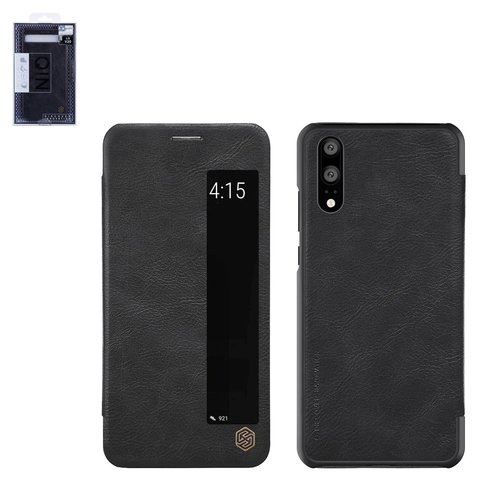 Funda Nillkin Qin leather case puede usarse con Huawei P20, negro, libro, plástico, cuero PU, #6902048155954