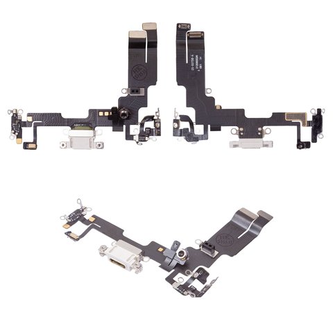 Cable flex puede usarse con iPhone 14, del conector de carga, blanco, con micrófono, con componentes, Original PRC 