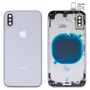 Carcasa puede usarse con iPhone XS, plateado, con botones laterales,  con sujetador de tarjeta SIM, silver