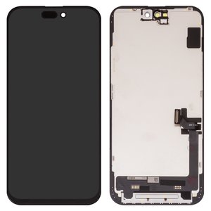 Pantalla LCD puede usarse con iPhone 15 Plus, negro, con marco, AAA, TFT , JK