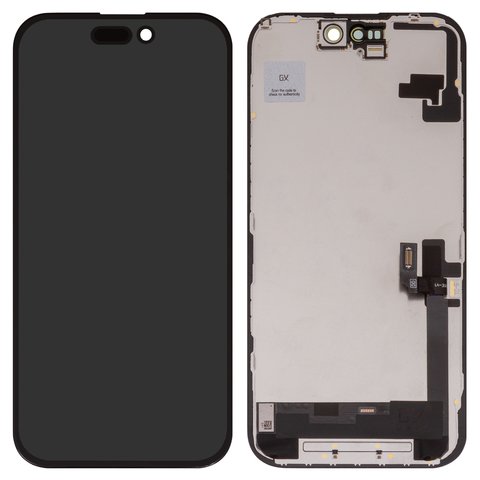 Pantalla LCD puede usarse con iPhone 16, negro, con marco, HC, sin microchip, OLED , GX OEM hard
