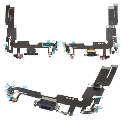 Cable flex puede usarse con iPhone 14 Plus, del conector de carga, negro, con componentes, HC, placa del cargador