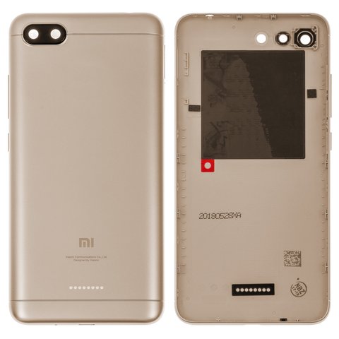 Задняя панель корпуса для Xiaomi Redmi 6A, золотистая, на 1 SIM карту