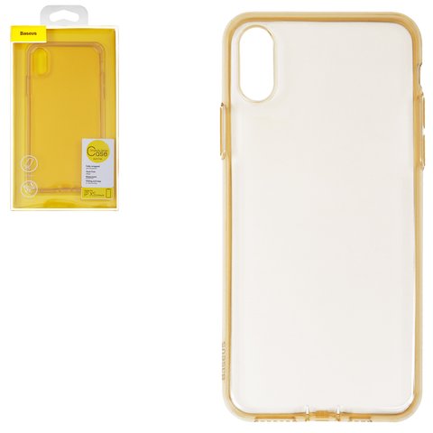 Чохол Baseus для iPhone XS, золотистий, прозорий, Dust Free, силікон, #ARAPIPH58 A0V