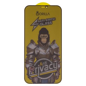 Защитное стекло для Apple iPhone 12 Pro Max, совместимо с чехлом, Full Glue, Anti Static, Anti Peeping, черный, gorilla