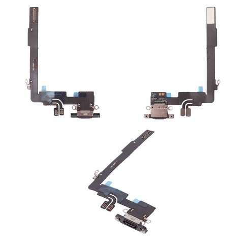 Шлейф для iPhone 16 Pro Max, коннектора зарядки, черный, с микрофоном, HC, black titanium