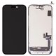 Дисплей для iPhone 15, черный, с рамкой, HC, без микросхемы, (AMOLED), DD-OLED soft