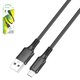 USB кабель Borofone BX80, USB тип-A, micro-USB тип-B, 100 см, 2,4 А, черный, #6974443385205