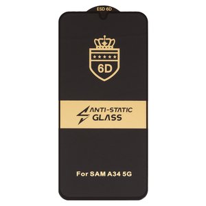 Защитное стекло ESD 6D для Samsung A346 Galaxy A34 5G, совместимо с чехлом, Full Glue, Anti Static, без упаковки , черный